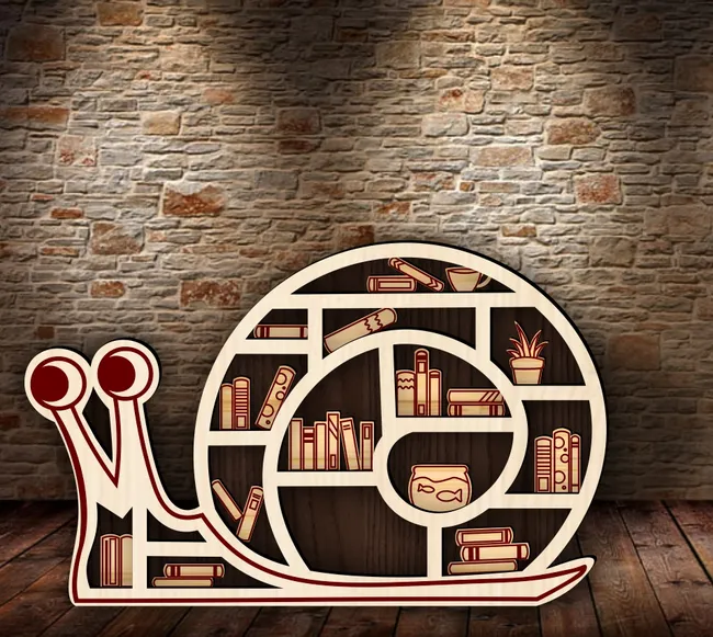 Snail book shelf E0022759 file cdr and dxf pdf free vector download for Laser cut