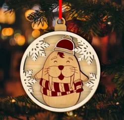 Walrus Christmas ornament E0022903 file cdr and dxf pdf free vector download for Laser cut