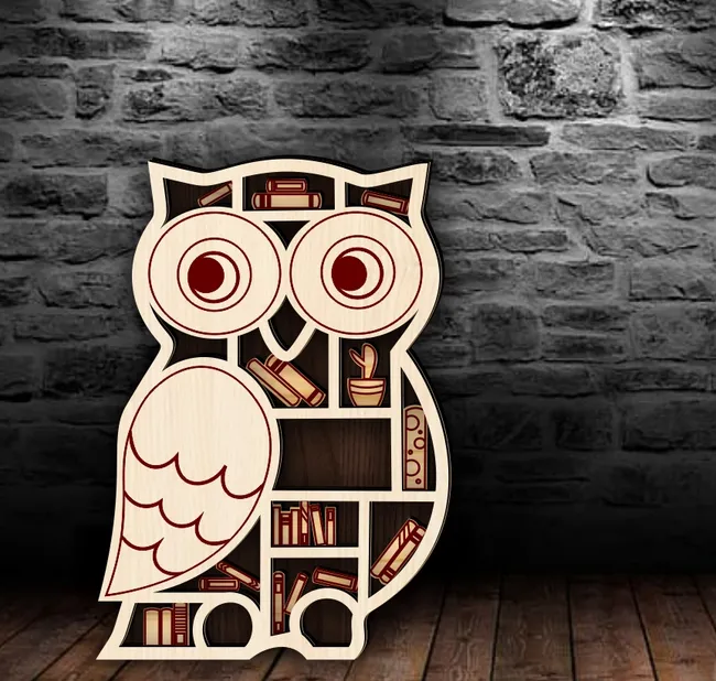 Owl book shelf E0022756 file cdr and dxf pdf free vector download for Laser cut