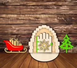 Christmas door E0022983 file cdr and dxf pdf free vector download for laser cut