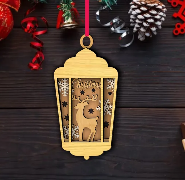 Deer Christmas ornament E0023029 file cdr and dxf pdf free vector download for laser cut