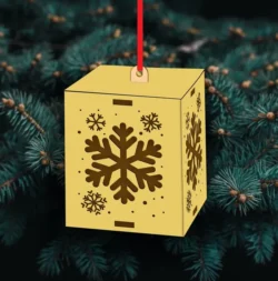 Snowflake Christmas hanging box E0023025 file cdr and dxf pdf free vector download for laser cut