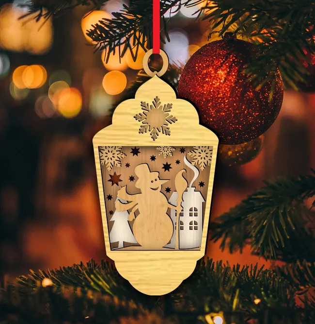 Snowman Christmas ornament E0023027 file cdr and dxf pdf free vector download for laser cut