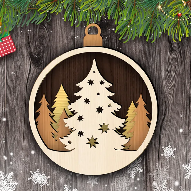 Christmas ornament E0023124 file cdr and dxf pdf free vector download for laser cut