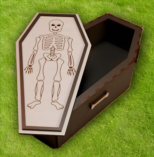 Coffin box E0023077 file cdr and dxf pdf free vector download for laser cut