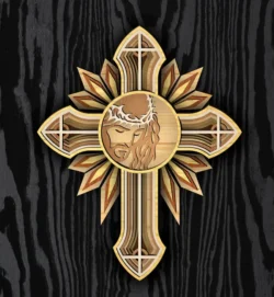 Cross with Jesus E0023088 file cdr and dxf pdf free vector download for laser cut