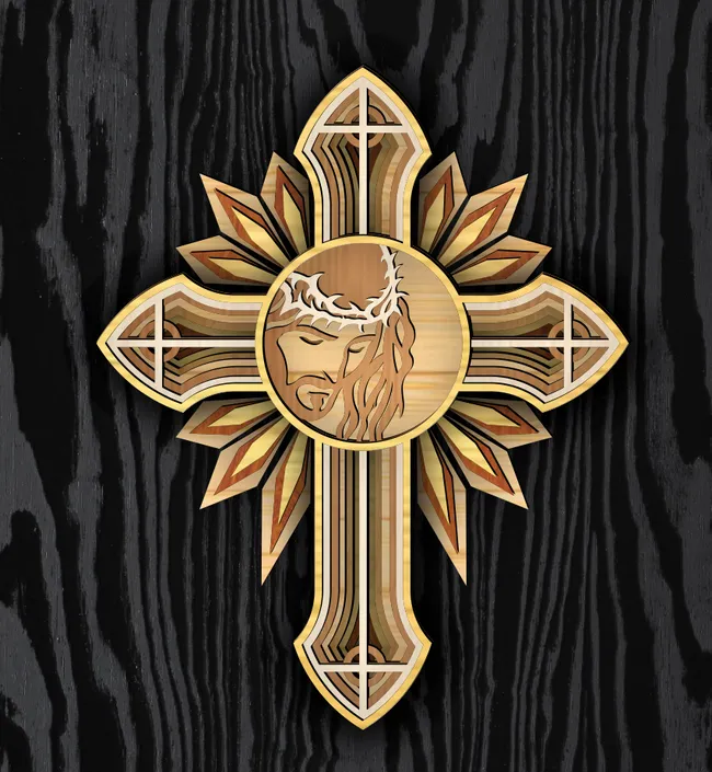 Cross with Jesus E0023088 file cdr and dxf pdf free vector download for laser cut