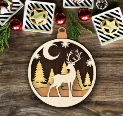 Deer Christmas ornament E0023125 file cdr and dxf pdf free vector download for laser cut