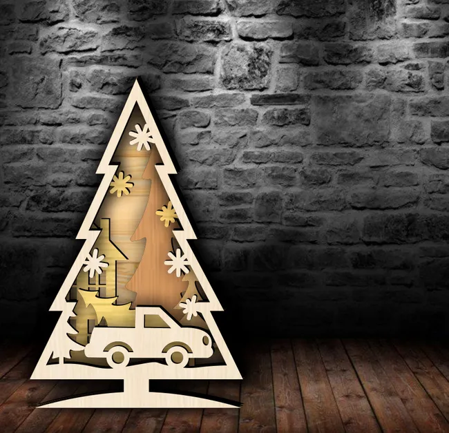 Layered Christmas E0023102 file cdr and dxf pdf free vector download for laser cut