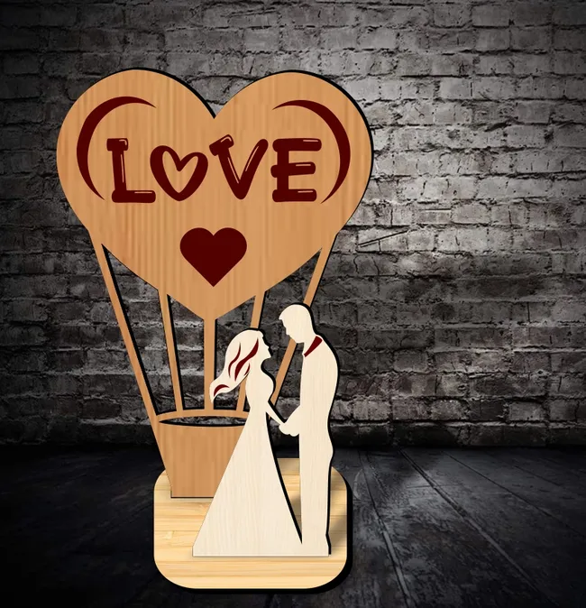 Valentine decor with stand E0023051 file cdr and dxf pdf free vector download for laser cut