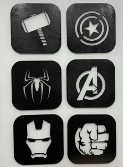 Avengers coasters file cdr and dxf free vector download for laser engraving machines