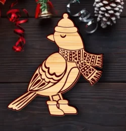 Bird with christmas file cdr and dxf free vector download for print or laser engraving machines