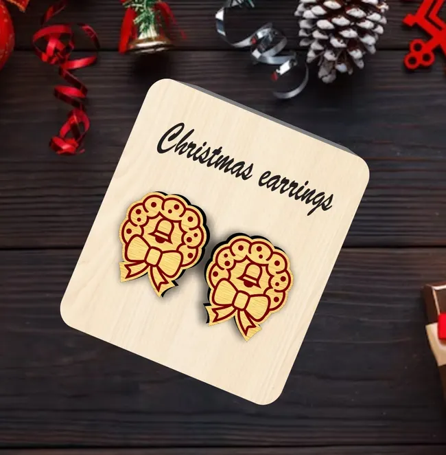 Christmas earrings E0023159 file cdr and dxf pdf free vector download for Laser cut