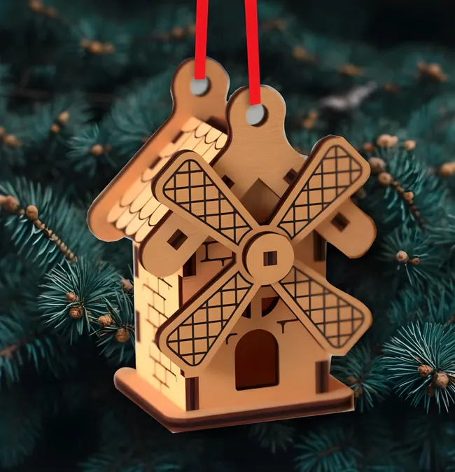 Christmas houses E0023141 file cdr and dxf pdf free vector download for Laser cut