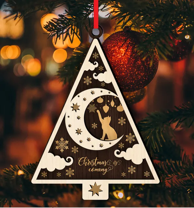 Christmas ornament E0023142 file cdr and dxf pdf free vector download for Laser cut