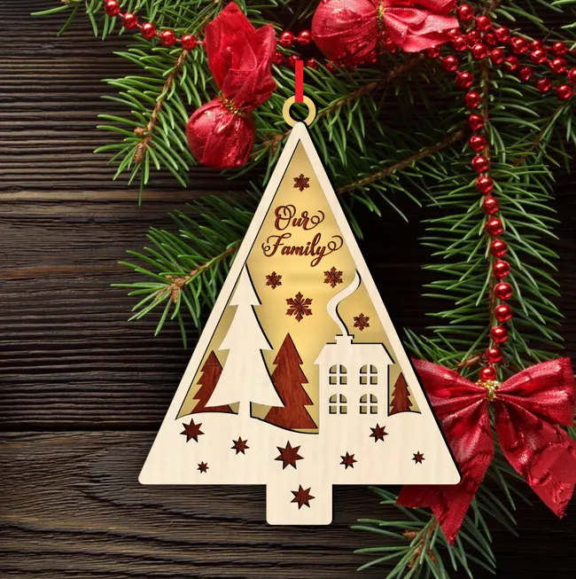 Christmas ornament E0023147 file cdr and dxf pdf free vector download for Laser cut