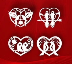 Double bird in heart  file cdr and dxf free vector download for Laser cut Plasma