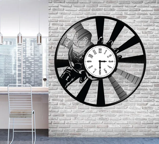 Iron man wall clock file cdr and dxf free vector download for Laser cutIron man wall clock file cdr and dxf free vector download for Laser cut