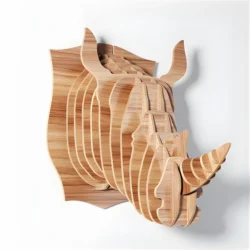 Rhino Head Trophy 3D puzzle E0004265 file cdr and dxf free vector download for laser or cnc cut