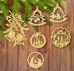 Christmas decoration toys  file cdr and dxf free vector download for Laser cut