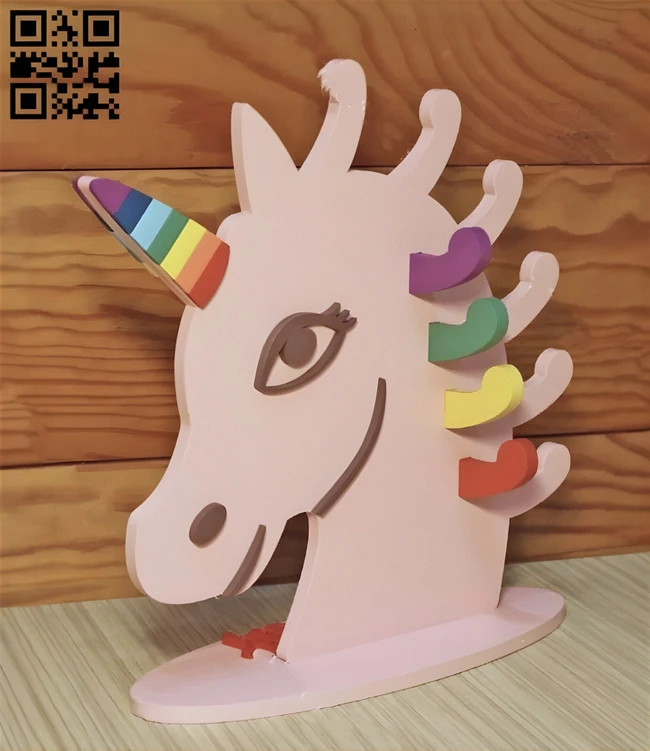 Unicorn rubber band holder E0018910 file cdr and dxf free vector download for laser cut