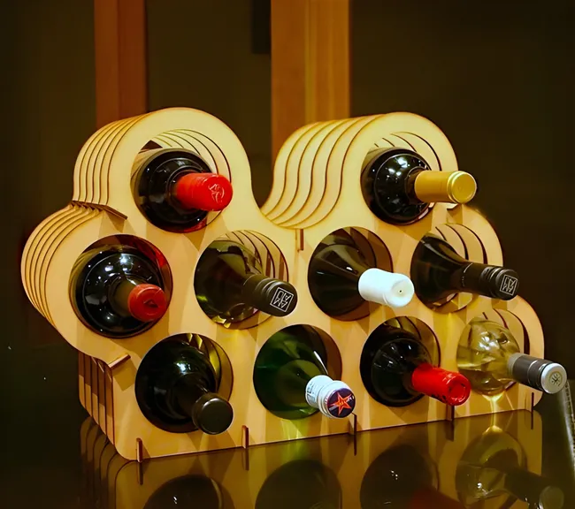 Asymmetrical Wine Rack E1000023 Free download vector file Laser cut and CNC Cut Wood