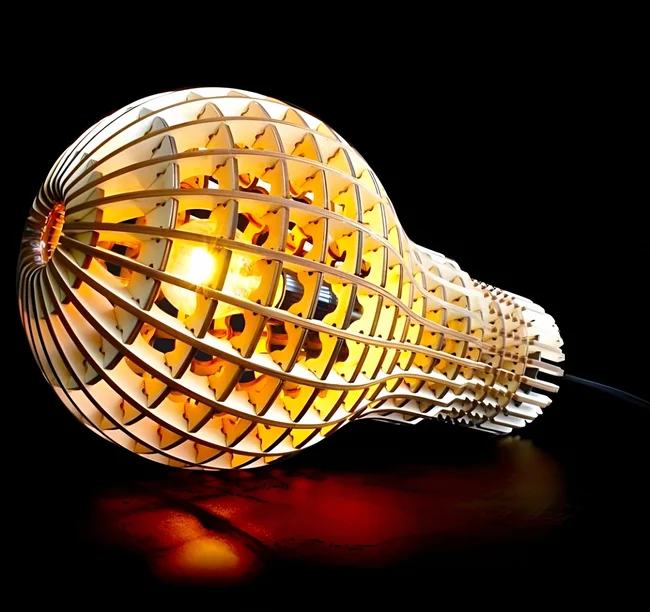 Bulb Lamp 3d puzzle E1000028 free download vector file Laser cut and CNC cut wood