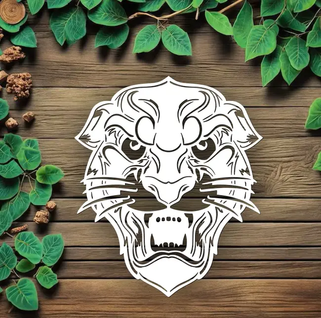 Carved or paper cut leopard head E1000118 free download vector file Laser cut and CNC cut wood