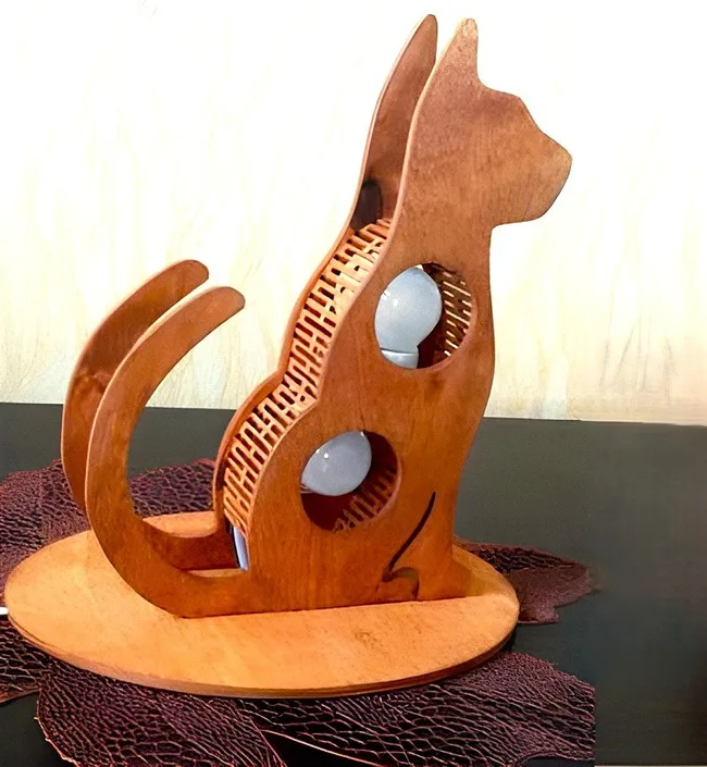 Cat lamp - 3d puzzle E1000072 free download vector file Laser cut and CNC cut wood