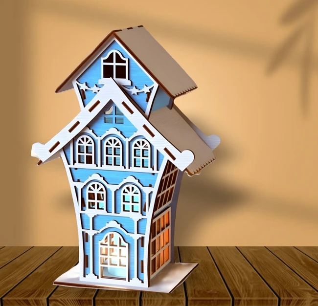 Christmas Houses E0023174 file cdr and dxf pdf free vector download for Laser cut