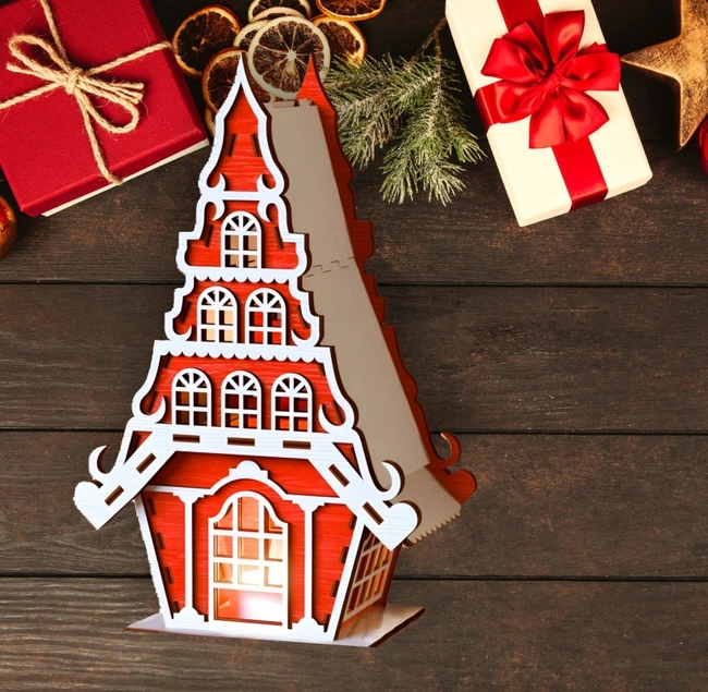 Christmas Houses E0023175 file cdr and dxf pdf free vector download for Laser cut