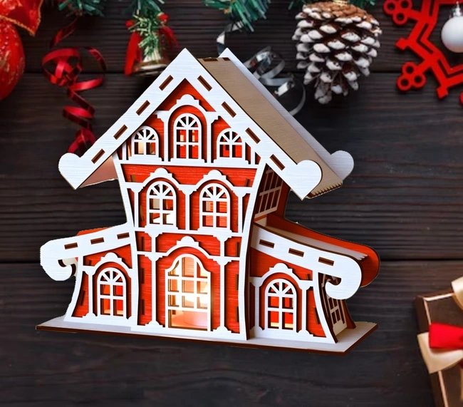 Christmas Houses E0023176 file cdr and dxf pdf free vector download for Laser cut