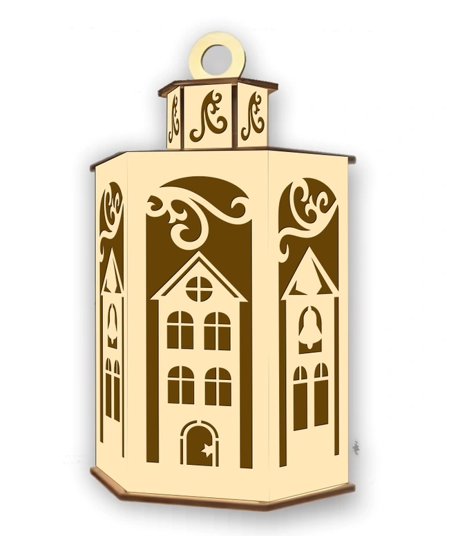 Christmas Lantern E0023190 file cdr and dxf pdf free vector download for Laser cut