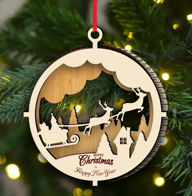 Christmas Ornament E0023229 file cdr and dxf pdf free vector download for Laser cut