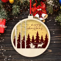 Christmas Ornament E0023258 file cdr and dxf pdf free vector download for Laser cut