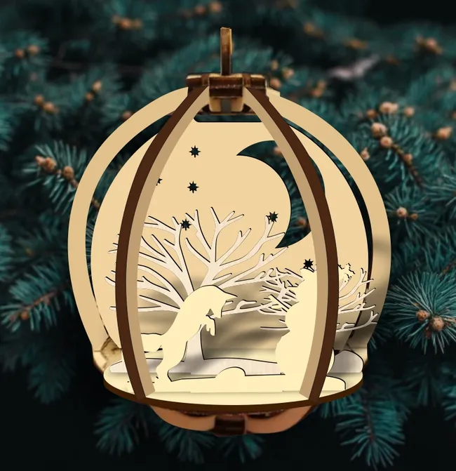 Christmas ball E1000069 free download vector file Laser cut and CNC cut wood