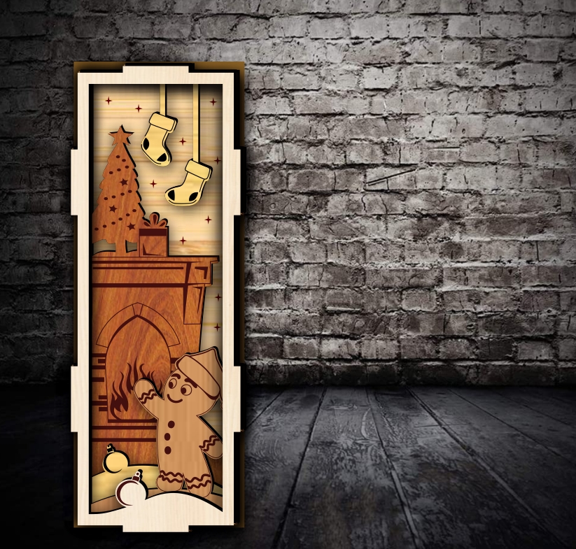 Christmas book nook E0023243 file cdr and dxf pdf free vector download for Laser cut