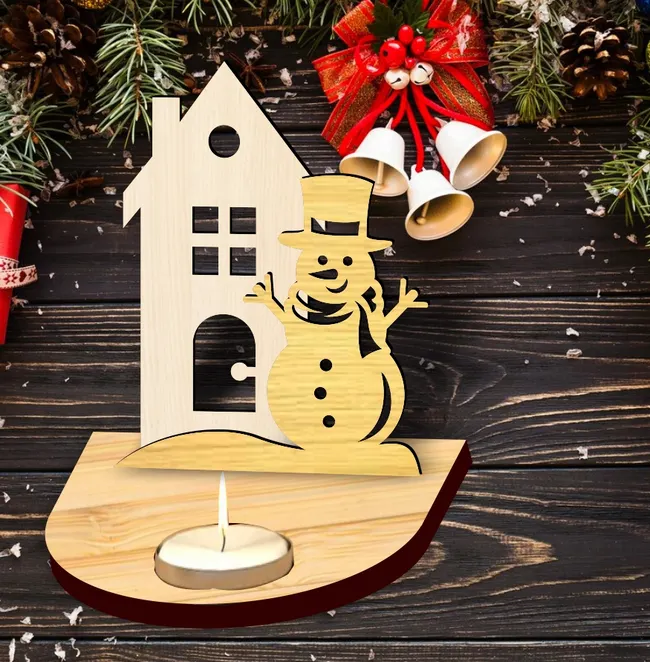 Christmas candle holder E0023210 file cdr and dxf pdf free vector download for Laser cut