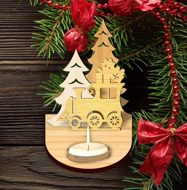 Christmas candle holder E0023211 file cdr and dxf pdf free vector download for Laser cut