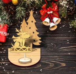 Christmas candle holder E0023219 file cdr and dxf pdf free vector download for Laser cut