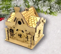 Christmas house E0023222 file cdr and dxf pdf free vector download for Laser cut