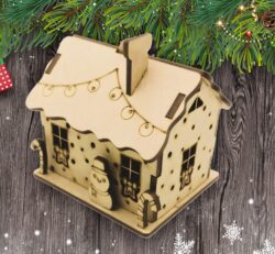 Christmas house E0023223 file cdr and dxf pdf free vector download for Laser cut