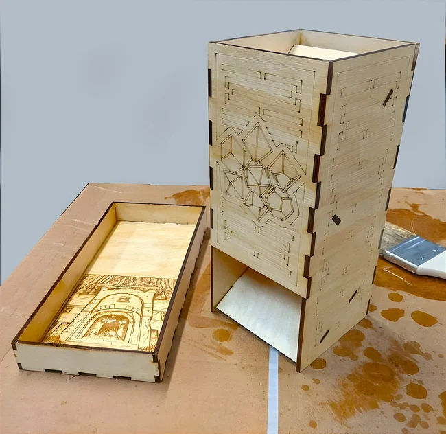 Dice Tower And Tray E1000040 free download vector file Laser cut and CNC cut wood