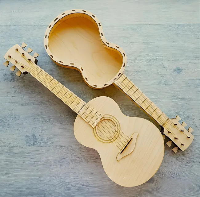 Guitar shaped wooden box E1000145 free download vector file Laser cut and CNC cut wood