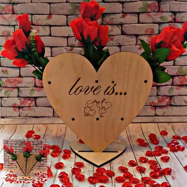 Heart shaped flower stand E1000144 free download vector file Laser cut and CNC cut wood