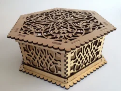 Hexagonal jewelry box E1000141 free download vector file Laser cut and CNC cut wood