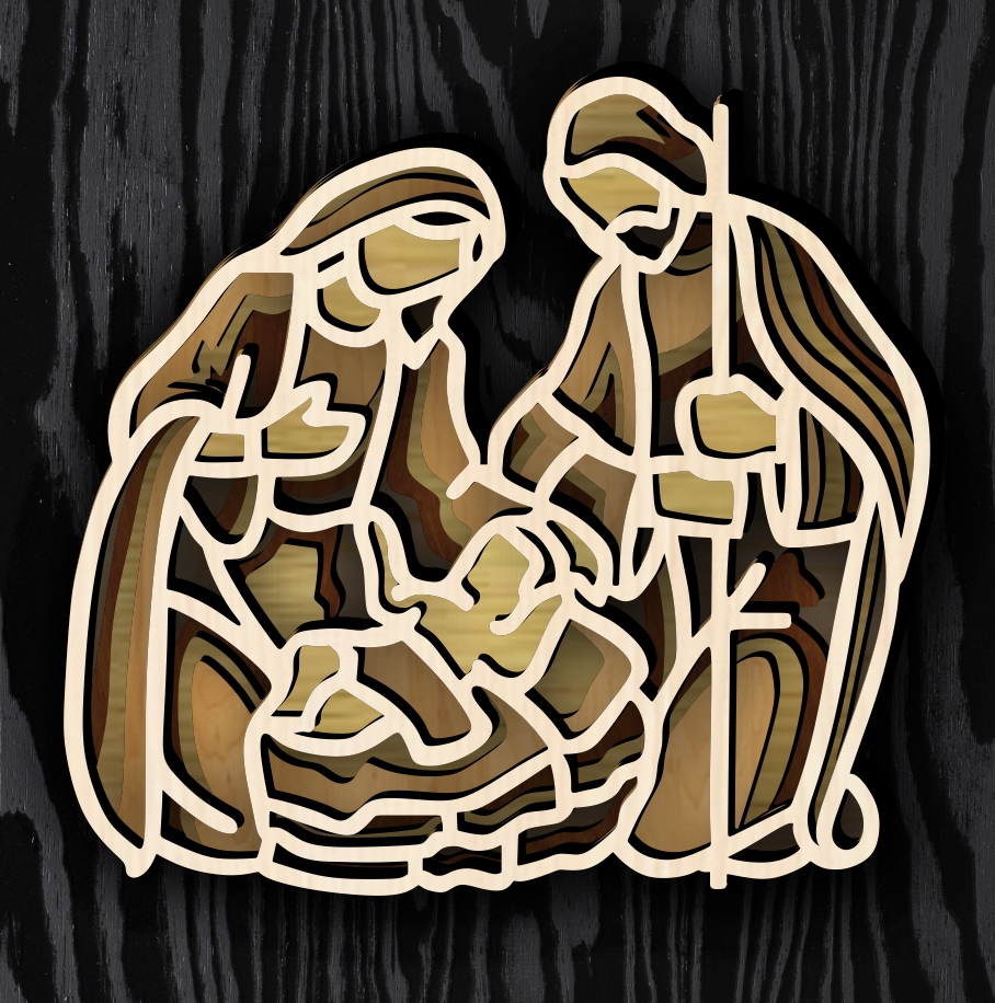 Holy family layered E0023244 file cdr and dxf pdf free vector download for Laser cut