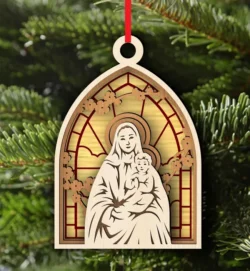 Mary and Jesus Christmas ornament E0023233 file cdr and dxf pdf free vector download for Laser cut