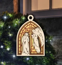 Mary and angel Christmas ornament E0023237 file cdr and dxf pdf free vector download for Laser cut