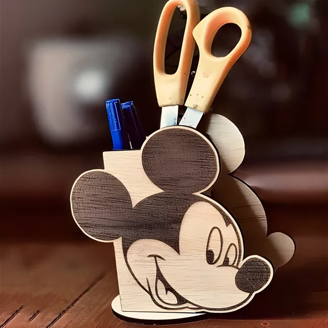 Mickey mouse pencil holder E1000156 free download vector file Laser cut and CNC cut wood